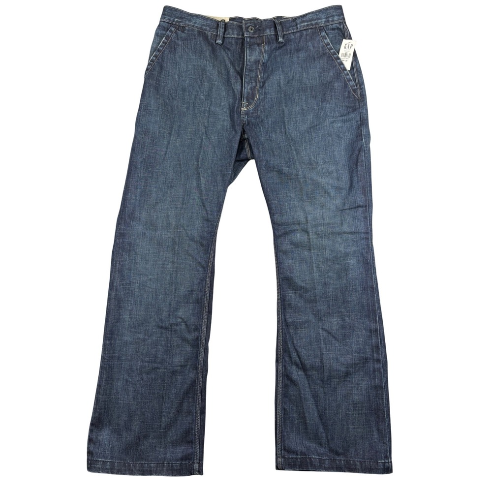 NEW Gap Toland Jeans Men 36x32 Blue 1969 Button Fly Dark Wash Straight Leg